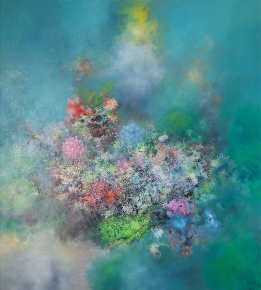 Foto der Arbeit aus der Serie »Submarine Gärten«, 2014/2015, Öl/Leinwand, 200&nbsp;cm&nbsp;×&nbsp;180&nbsp;cm