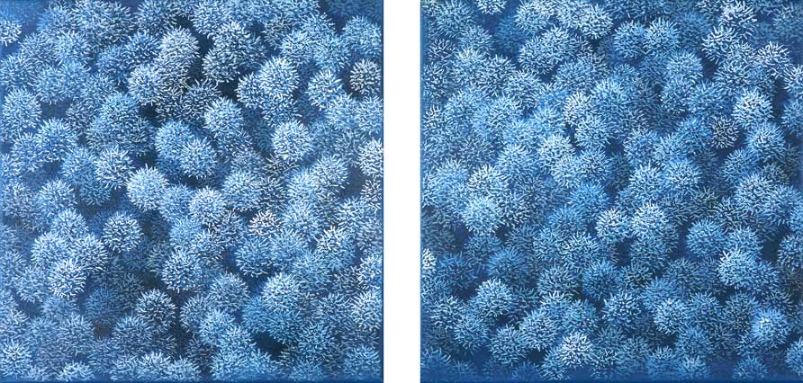 Foto der Arbeit »Succession«, 2005, Öl/Leinwand, je&nbsp;30&nbsp;cm&nbsp;×&nbsp;30&nbsp;cm