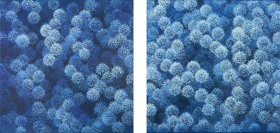 Foto der Arbeit »Succession«, 2005, Öl/Leinwand, je&nbsp;30&nbsp;cm&nbsp;×&nbsp;30&nbsp;cm