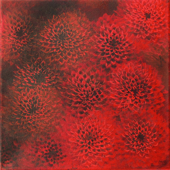 Foto der Arbeit »Dahlien«, 2005, Öl/Leinwand, 30&nbsp;cm&nbsp;×&nbsp;30&nbsp;cm