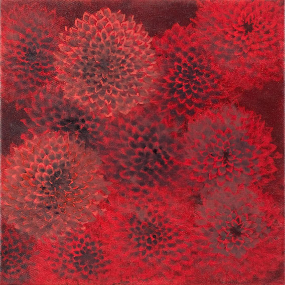 Foto der Arbeit »Dahlien«, 2004, Öl/Leinwand, 30&nbsp;cm&nbsp;×&nbsp;30&nbsp;cm