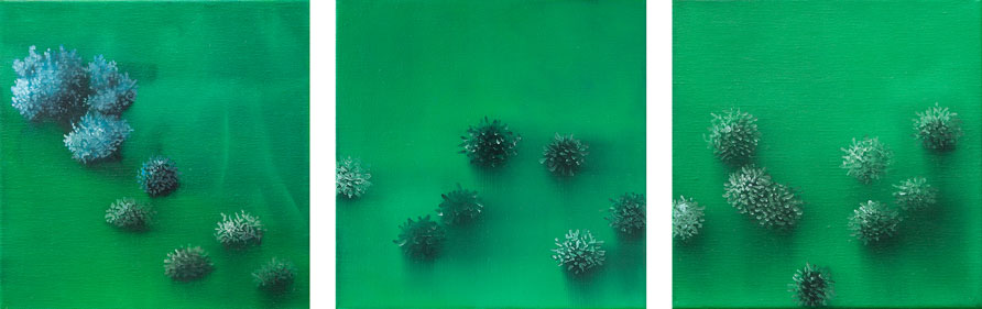 Foto der Arbeit »Ohne Titel«, 2010, Öl/Leinwand, je&nbsp;20&nbsp;cm&nbsp;×&nbsp;20&nbsp;cm
