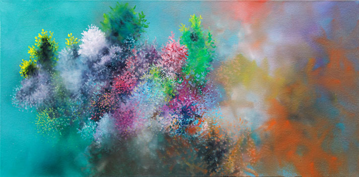 Foto der Arbeit aus der Serie »Submarine Gärten«, 2010, Öl/Leinwand, 40&nbsp;cm&nbsp;×&nbsp;80&nbsp;cm