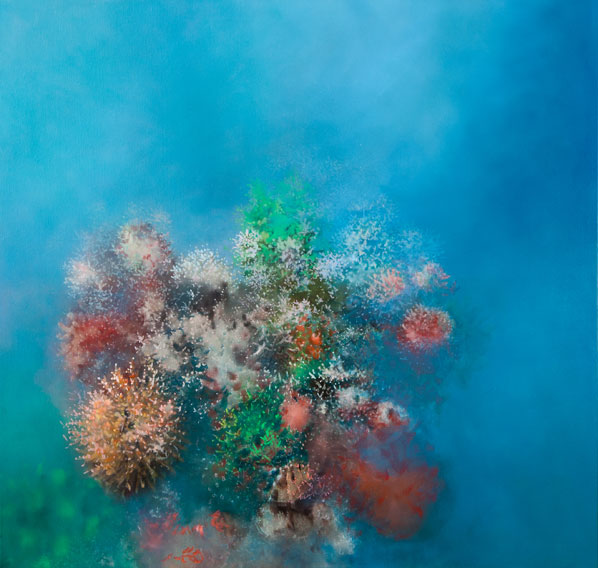 Foto der Arbeit aus der Serie »Submarine Gärten«, 2013, Öl/Leinwand, 95&nbsp;cm&nbsp;×&nbsp;100&nbsp;cm